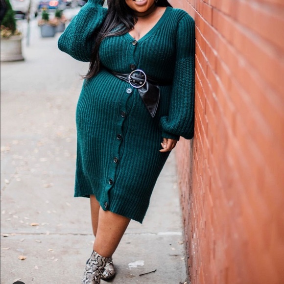 Eloquii Dresses & Skirts - Eloquii hunter green sweater dress/duster